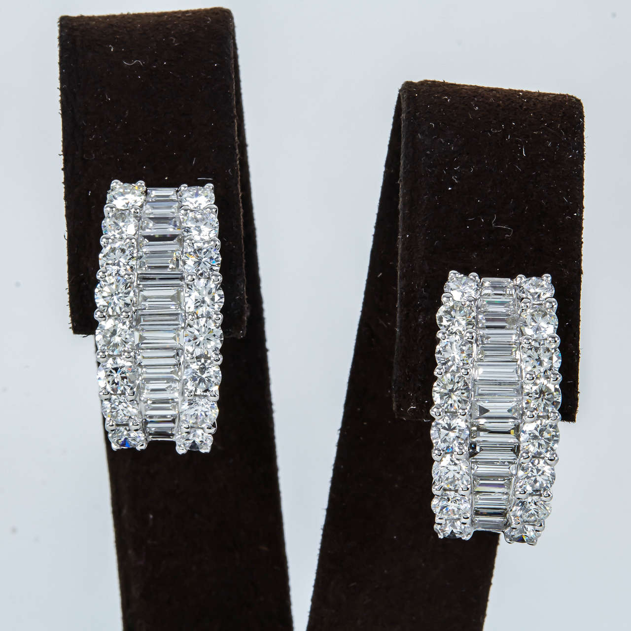 baguette and round diamond earrings